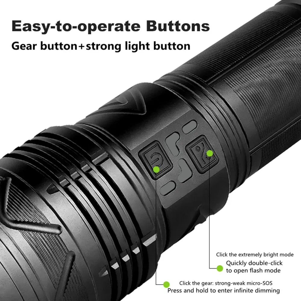 Emitting Color: Red - High Power Tactical Rechargeable led flashlight long range very powerful Lantern 100W usb charging lamp Torch with indicator