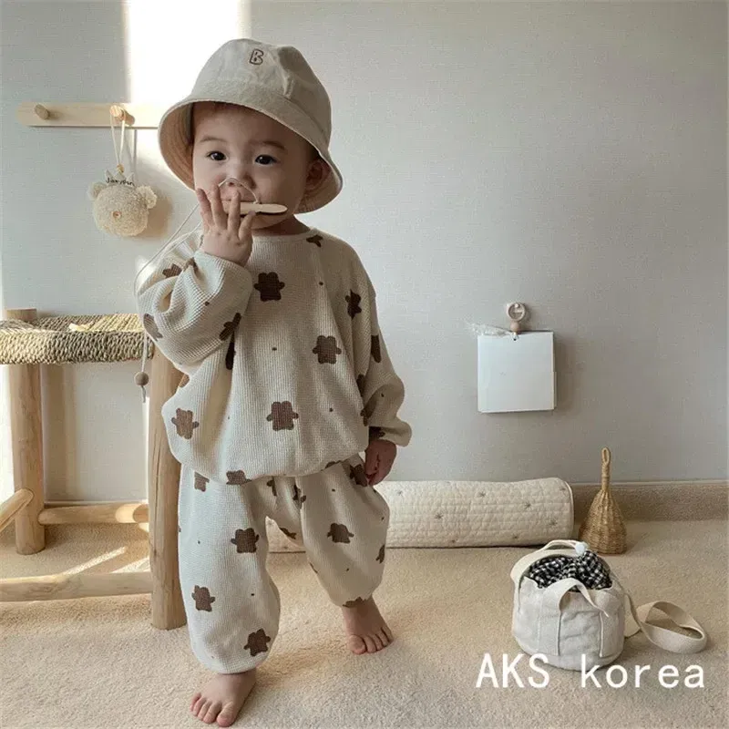 Color: Beige, Kid Size: 12M, Ships From: CHINA - Baby Fall Clothes Girl Boy Cotton Long Sleeve Sweater and Pant Set Toddler Casual Cartoon Bear Pullover Top SweatPant Tracksuit