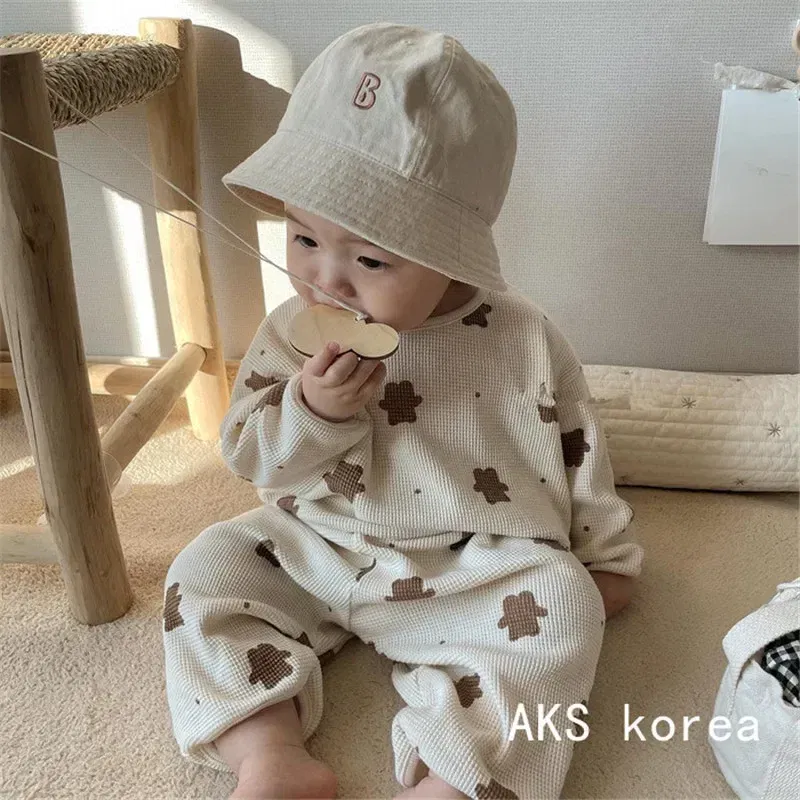 Color: Beige, Kid Size: 12M, Ships From: CHINA - Baby Fall Clothes Girl Boy Cotton Long Sleeve Sweater and Pant Set Toddler Casual Cartoon Bear Pullover Top SweatPant Tracksuit