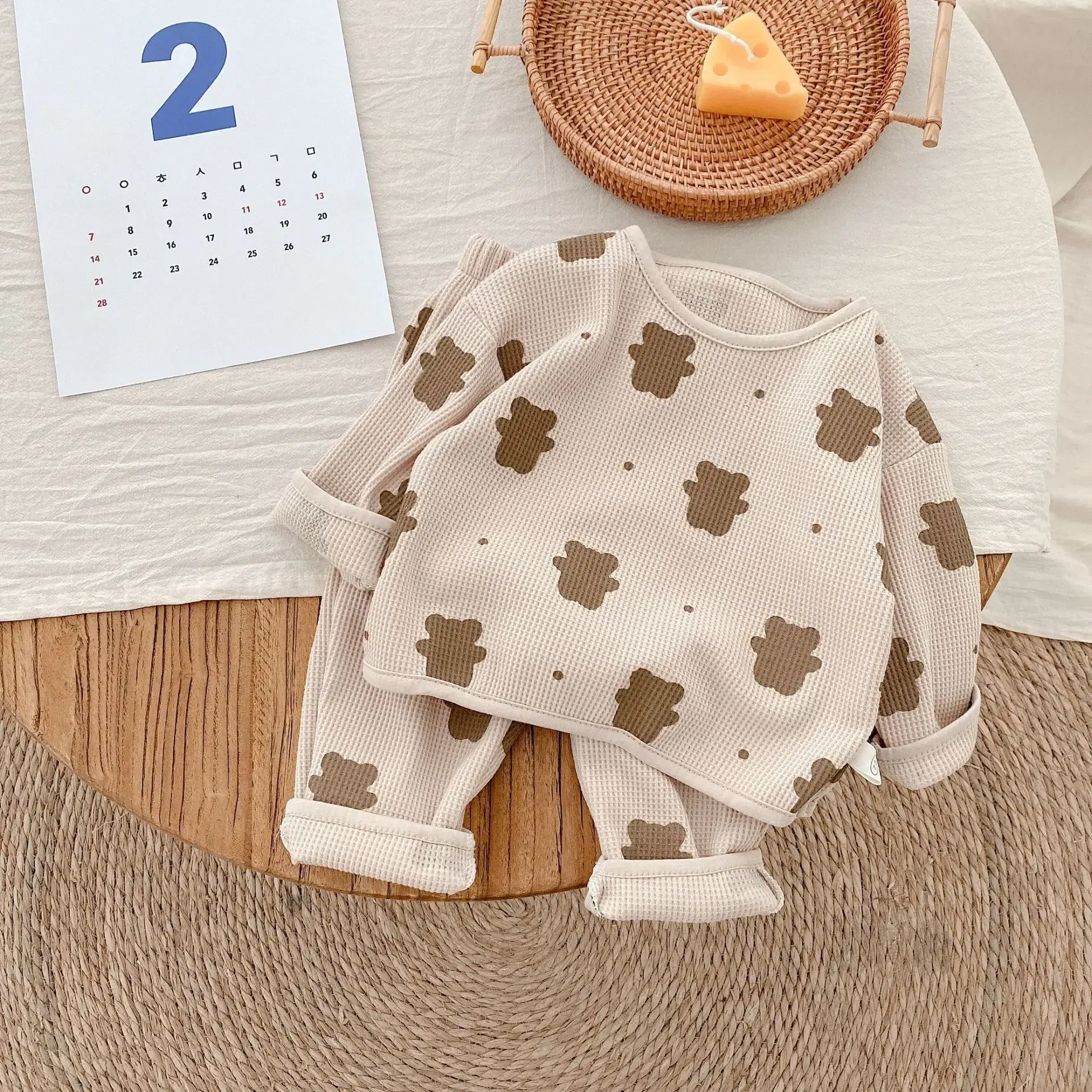 Color: Beige, Kid Size: 12M, Ships From: CHINA - Baby Fall Clothes Girl Boy Cotton Long Sleeve Sweater and Pant Set Toddler Casual Cartoon Bear Pullover Top SweatPant Tracksuit