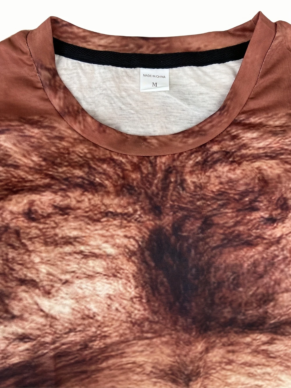 Color: Beige, Size: 6XL - Men's 3D Belly Print T-Shirt Crew Neck Short Sleeve Regular Version Four Seasons Casual Streetwear Summer Light Fashion Top