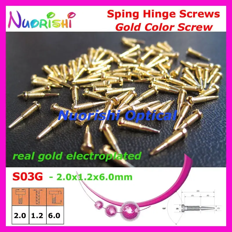 Frame Color: Yellow - 10000pcs Gold or Silver Glasses Eyewear Eyeglasses Spectacle Spring Hinge Screws S03 Free Shipping