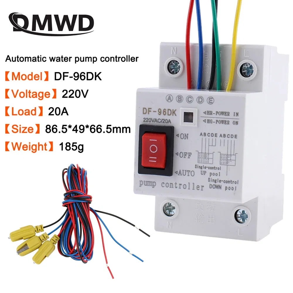 Color: Navy Blue, Ships From: CHINA - DF-96D Automatic Water Level Controller Switch 20A 220V Water tank Liquid Level Detection Sensor Water Pump Controller 2m wires