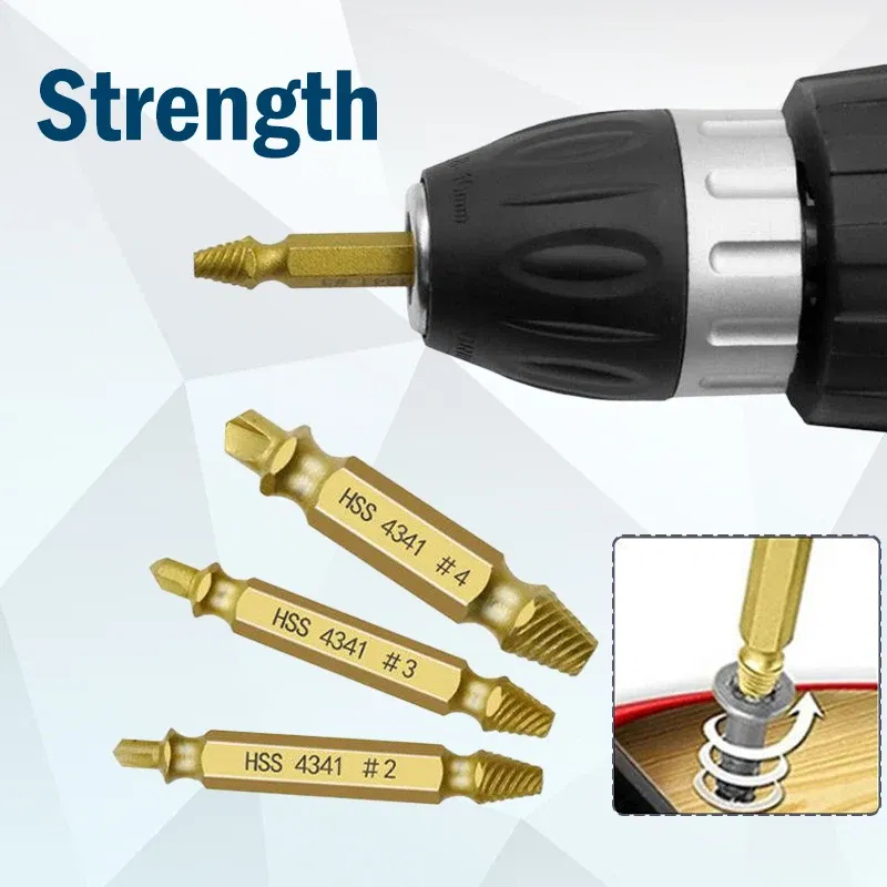 Color: 6pcs silver - Broken Double Head Screw Extractor Sliding Thread And Broken Wire Remover 4341 Hexagon Drill Set Broken Wire Extractor