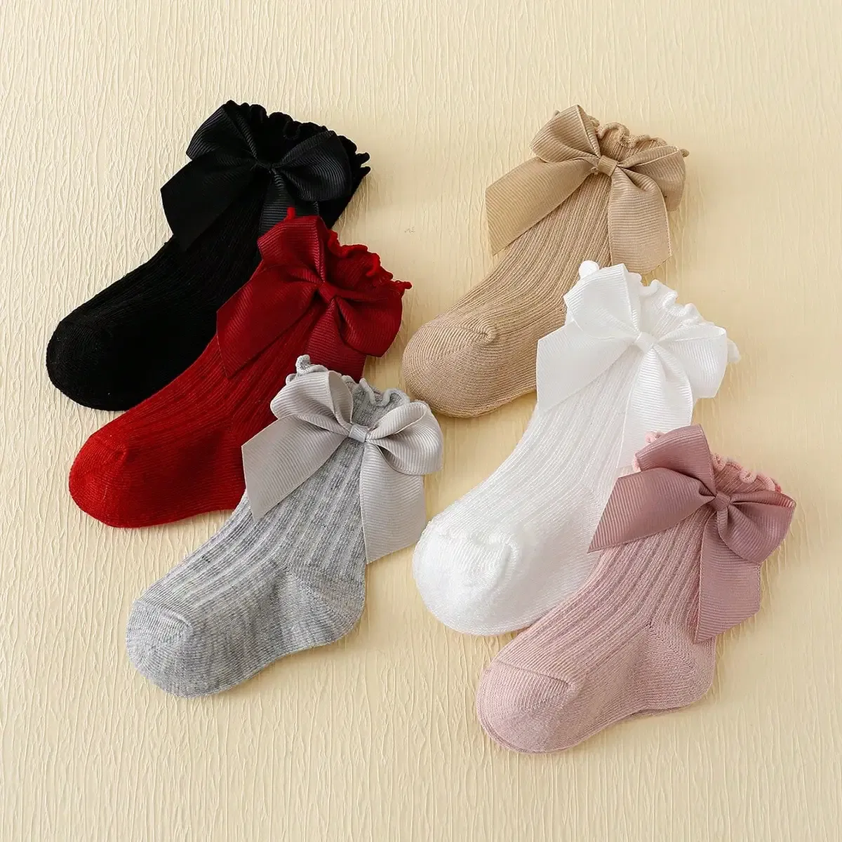 Color: MULTI, Size: 14 - 6 pairs of Rowan Bow lace baby bubble mouth socks