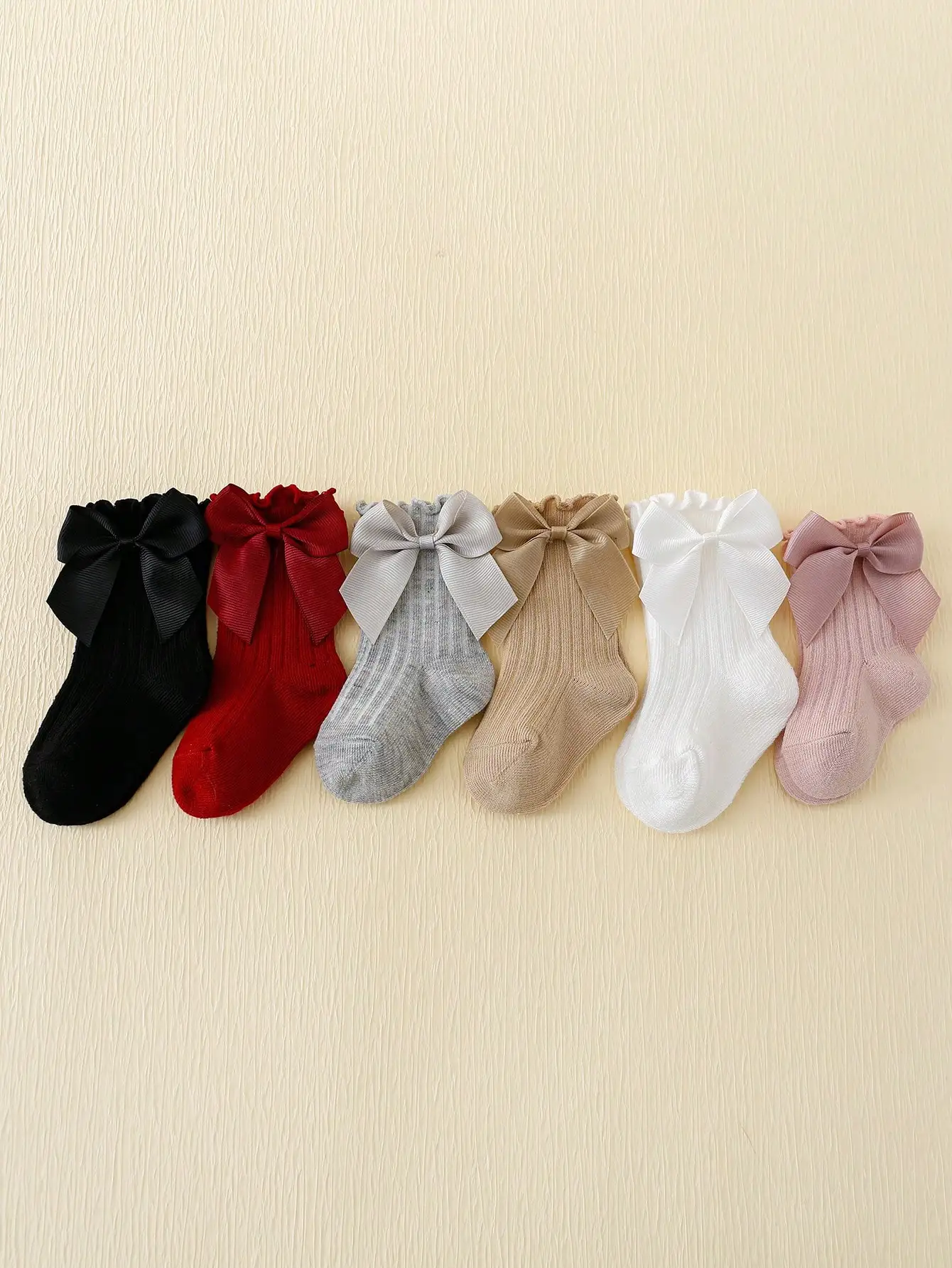 Color: MULTI, Size: 14 - 6 pairs of Rowan Bow lace baby bubble mouth socks