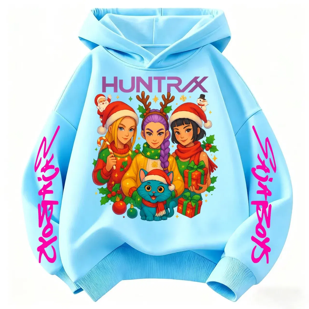 Color: Beige, Kid Size: 4T - KPop Demon Hunters Christmas Hoodie Girls Fashion Casual Sweatshirt Movie Kids K-Pop Demon Hunters Hooded Tops