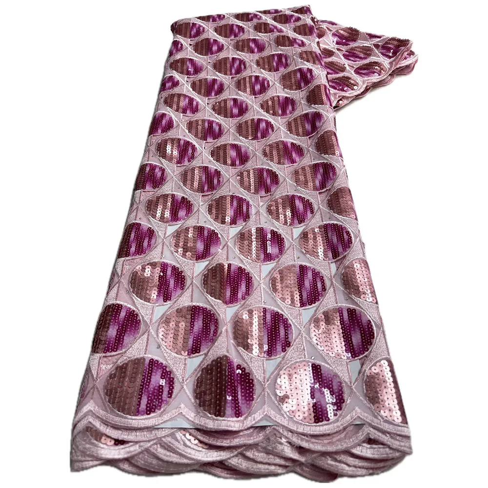 Color: green, Length: 5 yards, Width: 120cm - 5 Yards High grade African Organza Cutout Lace Clean Holed Sequins Voile Fine Textured Nigerian Fabric For Occasions Celebrants