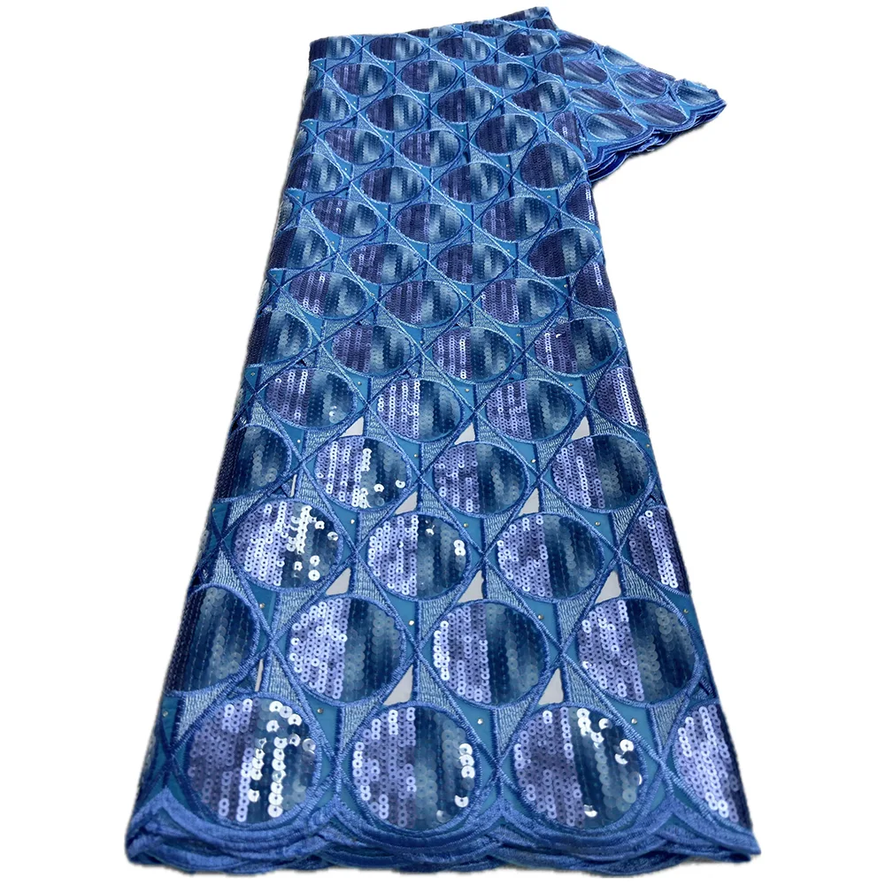 Color: green, Length: 5 yards, Width: 120cm - 5 Yards High grade African Organza Cutout Lace Clean Holed Sequins Voile Fine Textured Nigerian Fabric For Occasions Celebrants