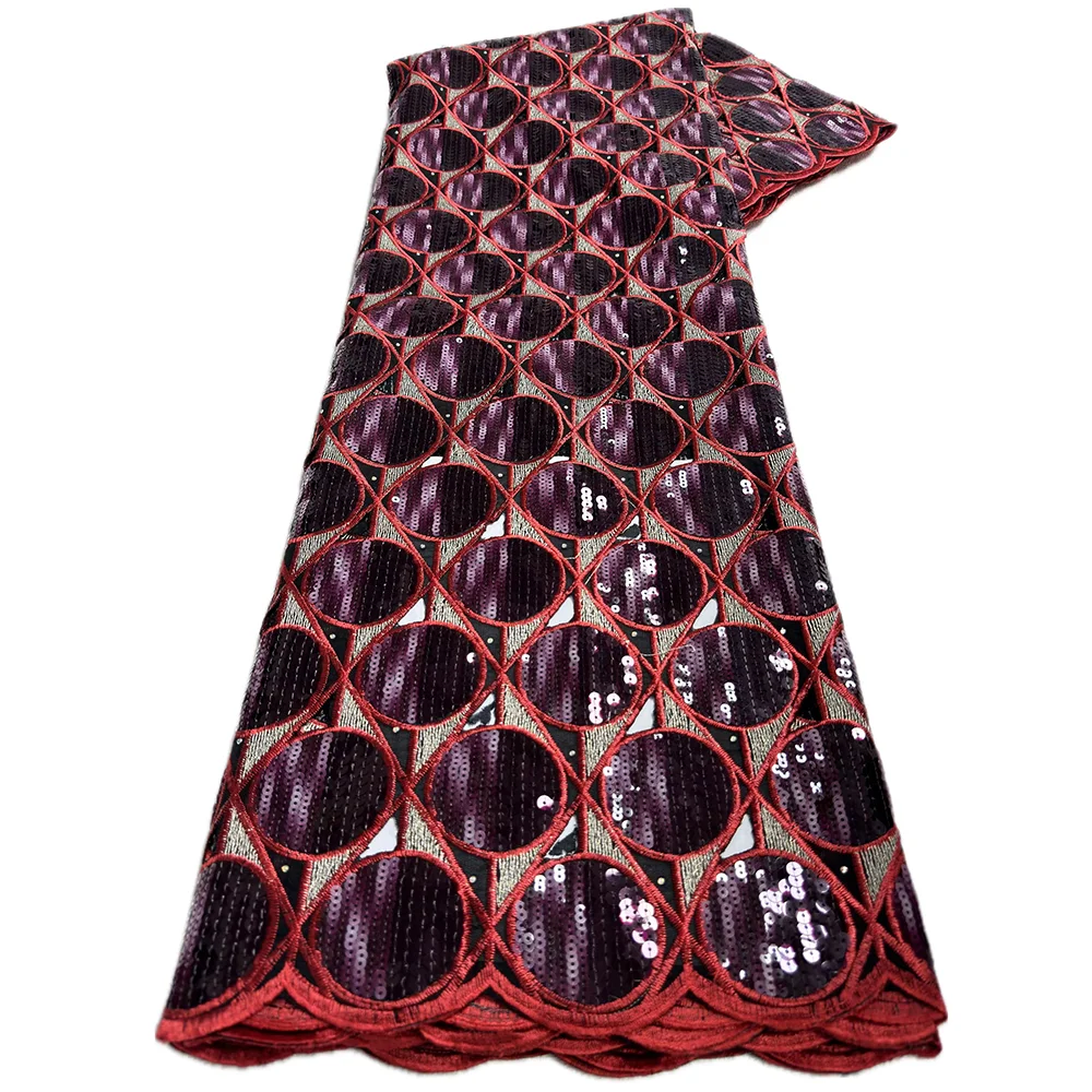 Color: green, Length: 5 yards, Width: 120cm - 5 Yards High grade African Organza Cutout Lace Clean Holed Sequins Voile Fine Textured Nigerian Fabric For Occasions Celebrants