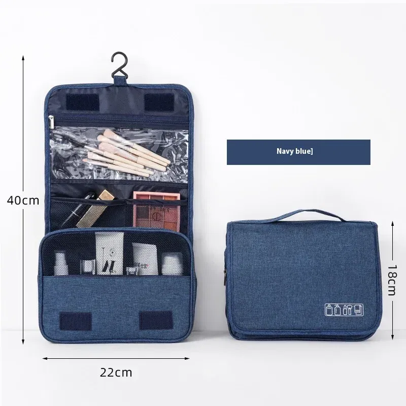 Color: Beige - Foldable Toiletry Bag Organizer Hanging Storage Bathroom Makeup Case Cosmetic Bag Travel For Travel Business