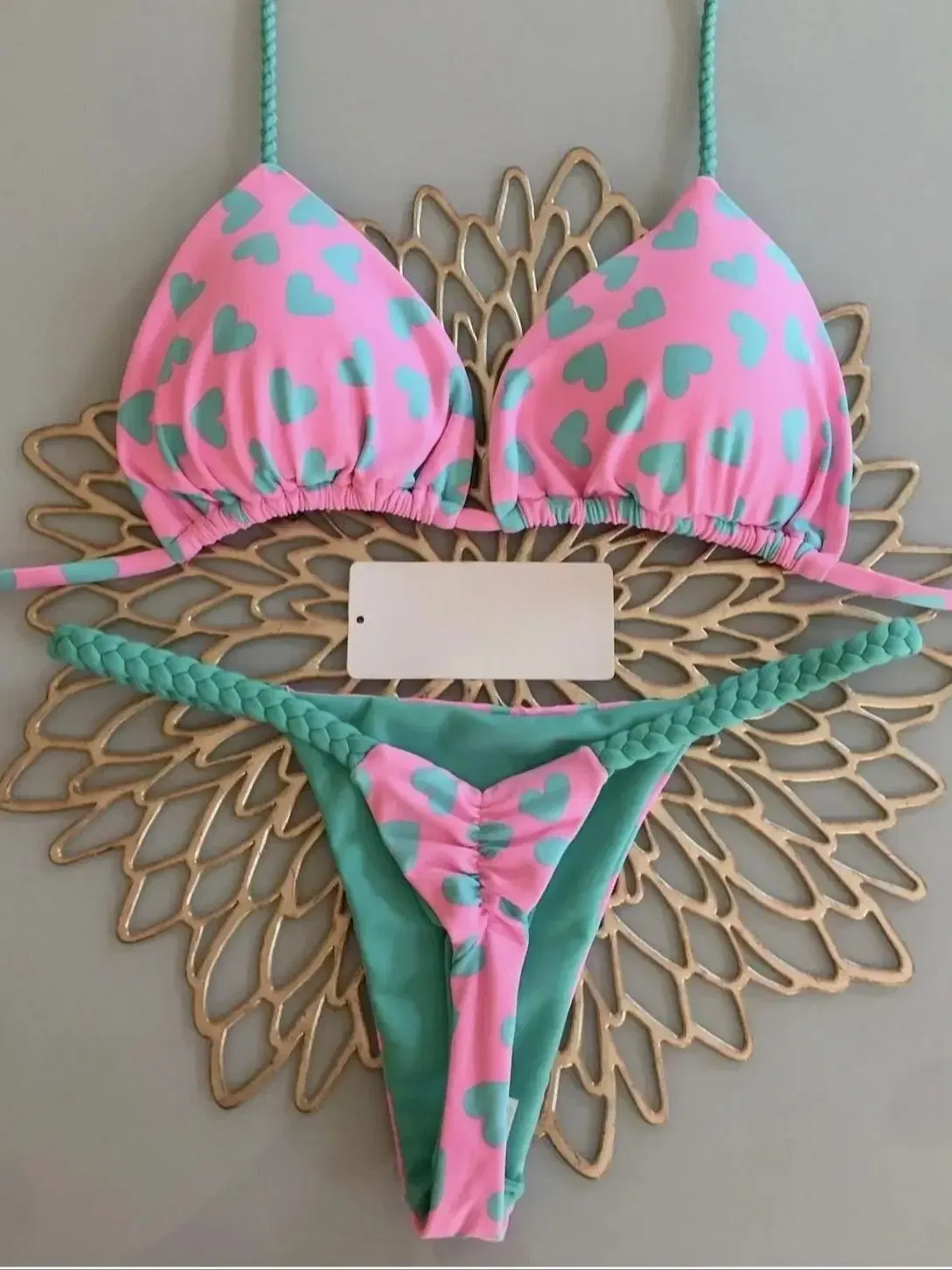 Color: Khaki, Size: M - Bikini High Waist Swimsuit Sexy Thong Bikini Set Zebra Print Women Brazilian Swimwear 2023 New Biquini Swim Bathing Suits Women