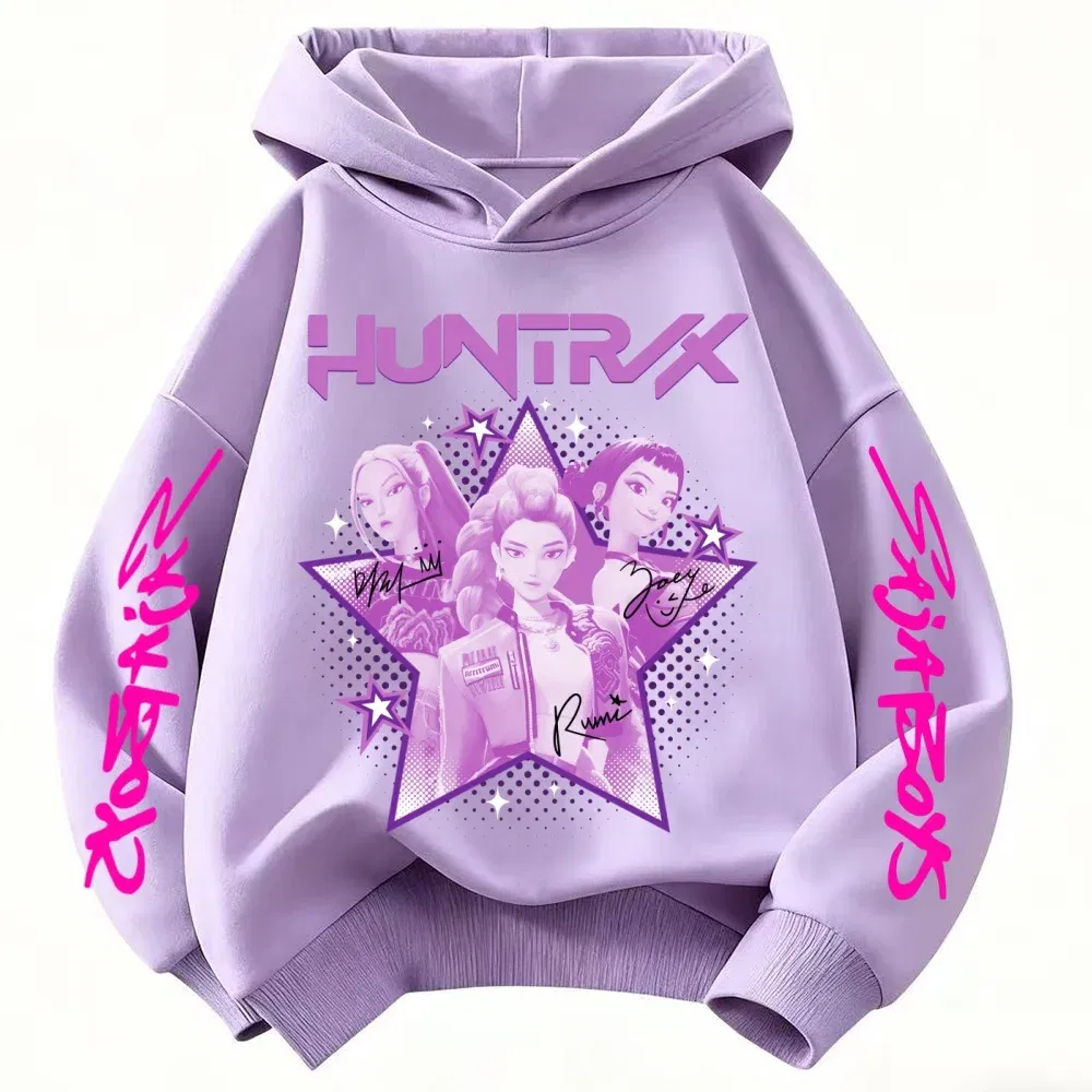 Color: Blue, Kid Size: 6 - KPop Demon Hunter Huntrix Children's Sweatshirt Autumn New Boys Girls Fashion Street Pullover Children's Clothing