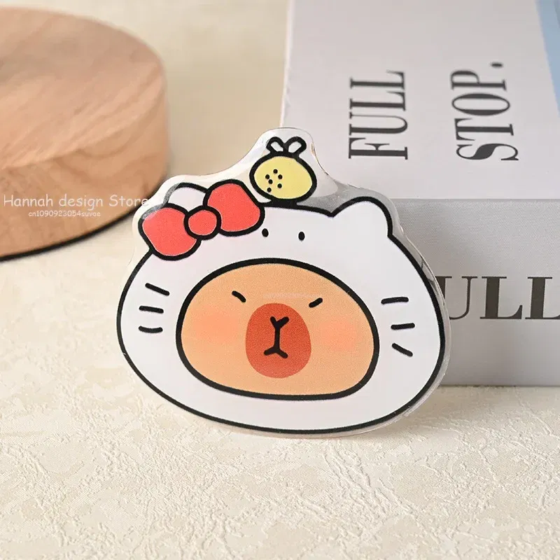 Color: black - Korean Cute Capibara Kapibara Griptok Guinea Pig Phone Holder Flower Grip Tok Stand Bracket Universal Support For iPhone Samsung