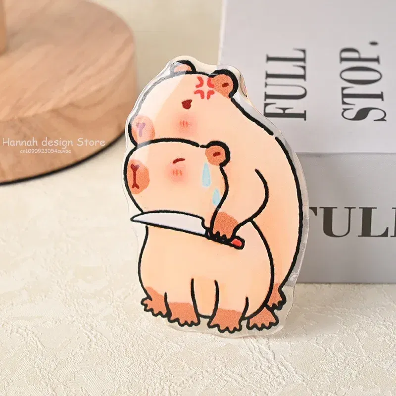 Color: black - Korean Cute Capibara Kapibara Griptok Guinea Pig Phone Holder Flower Grip Tok Stand Bracket Universal Support For iPhone Samsung