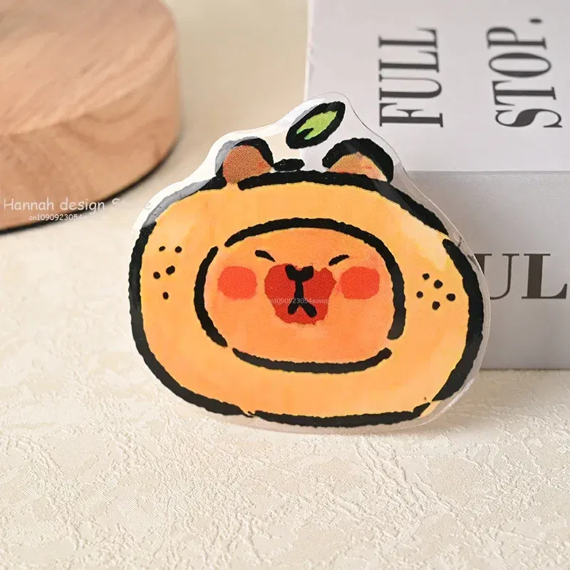 Color: black - Korean Cute Capibara Kapibara Griptok Guinea Pig Phone Holder Flower Grip Tok Stand Bracket Universal Support For iPhone Samsung