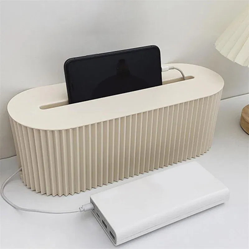 Color: black - Nordic Plug Board Storage Box Cable Wire Organizer Case Socket Wireless WiFi Router Bracelet Desktop Data Line Plug Holder Shelf