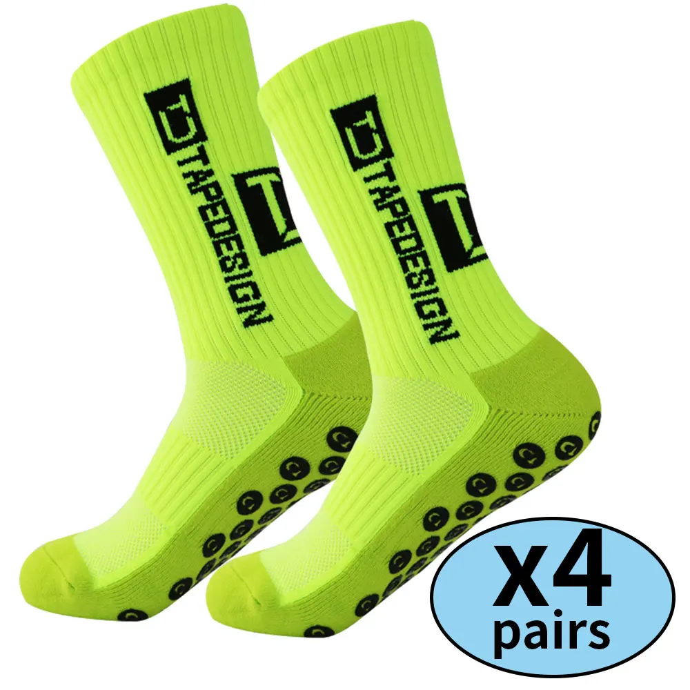 Color: Neon - 4 pairs of new non slip football socks, basketball socks, yoga socks, sports socks, outdoor sports socks