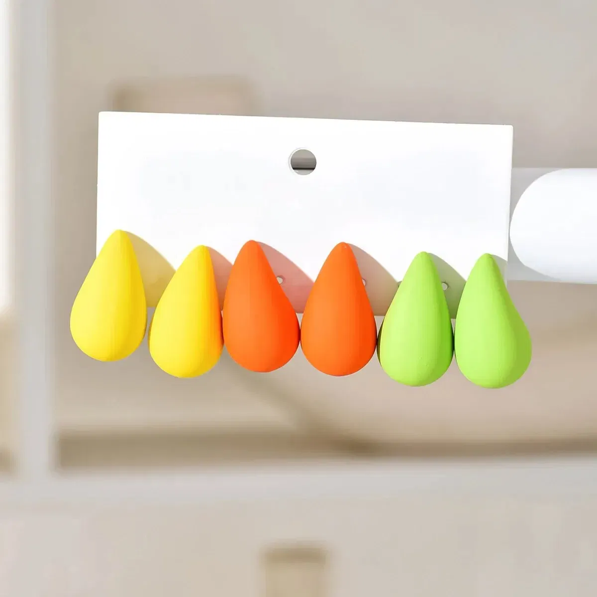 Metal Color: Black - 3 Pair/Set Chunky Gold Plated Waterdrop Hoop Earrings for Women Smooth Multicolour Acrylic Tear Drop Earring Lightweight Jewelry