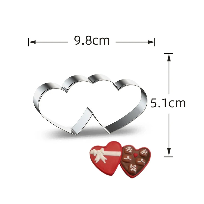 Color: light yellow - Heart Cookie Cutter Stainless Steel Biscuit Knife Baking Fruit Kitchen Tools Mold Embossing Printing