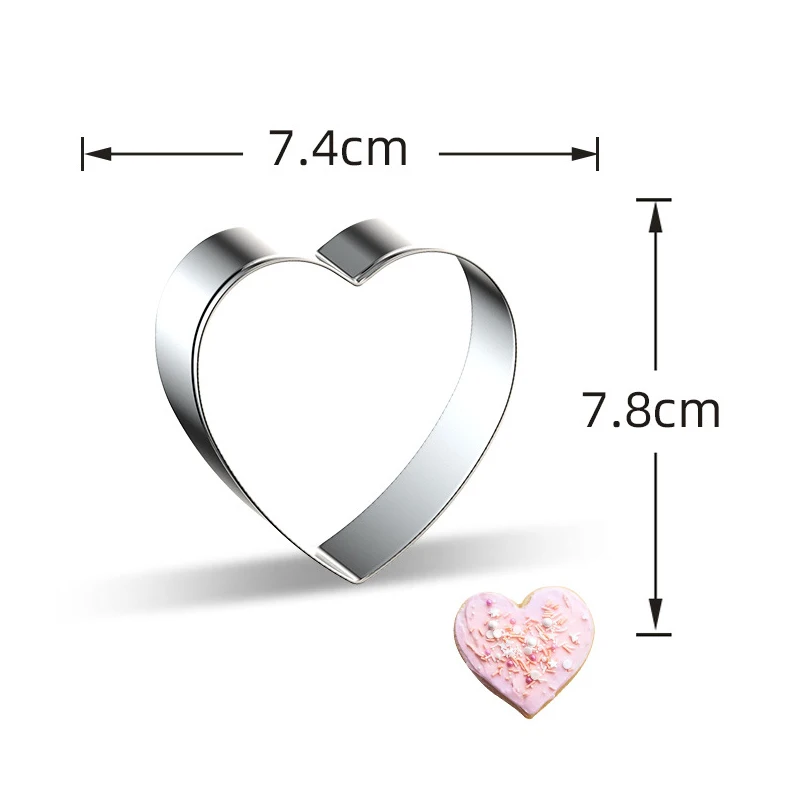 Color: light yellow - Heart Cookie Cutter Stainless Steel Biscuit Knife Baking Fruit Kitchen Tools Mold Embossing Printing