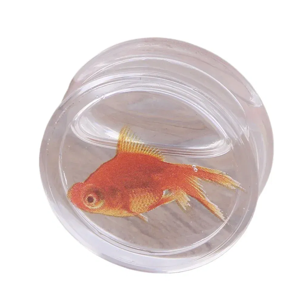 Metal color: Light Yellow Gold Color, Main Stone Color: green - 2Pcs Acrylic Liquid Goldfish Ear Plug Double Flared Saddle Flesh Tunnel Gauge Stretcher 8mm-18mm