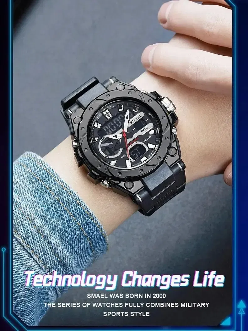 Color: Multicolor - Quartz Electronic Fashion 8029 Watch 50M Waterproof LED Digital Auto Date Alarm Clocks Sport Watch For Men's
