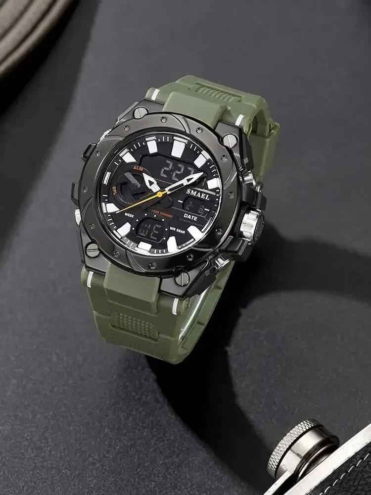 Color: Multicolor - Quartz Electronic Fashion 8029 Watch 50M Waterproof LED Digital Auto Date Alarm Clocks Sport Watch For Men's