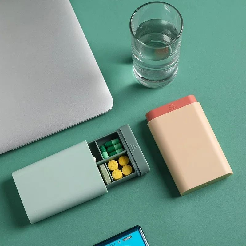 Color: Blue - Mini Small Portable Travel Vitamin Box Pill Cases Container Organizer Storage Tablet 7 Days 6 Grids Medicine Fish Oils