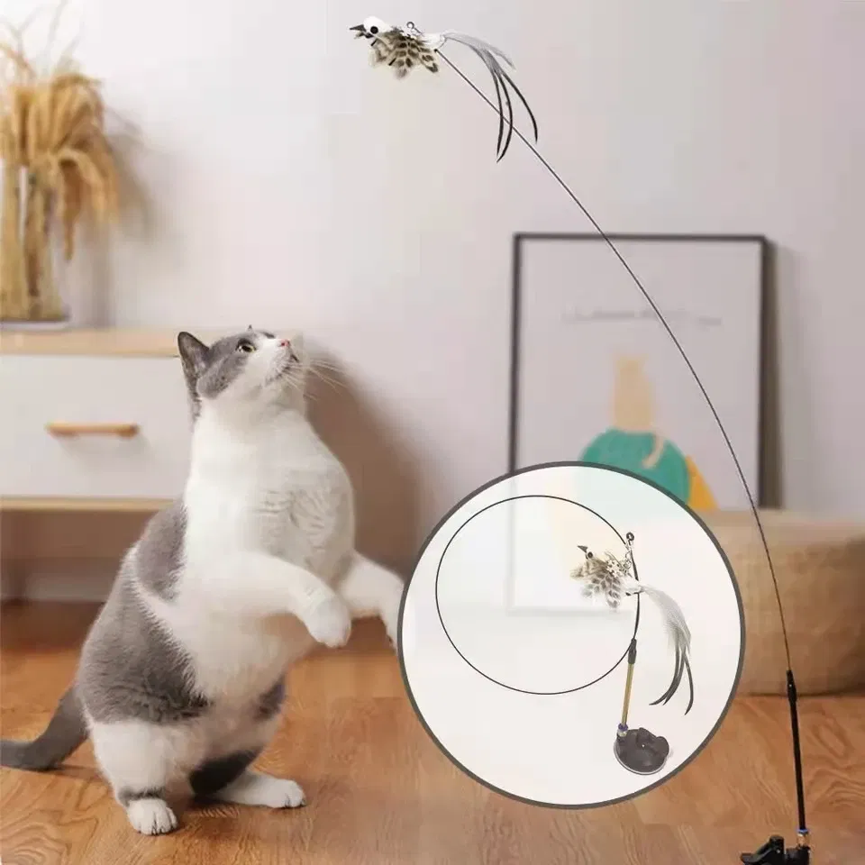 Color: Violet, Ships From: CHINA - Simulation Bird Interactive Funny Cat Stick Toy Furry Feather Bird With Bell Sucker Cat Stick Toy Kitten Playing Pet Accessories