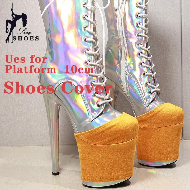 Color: Brown, Size: M - Suede Shoes Cover Steel Pole Dance Training Specific Protective Cover 10CM Platform Anti Slip Wear-resistant Boots Protective