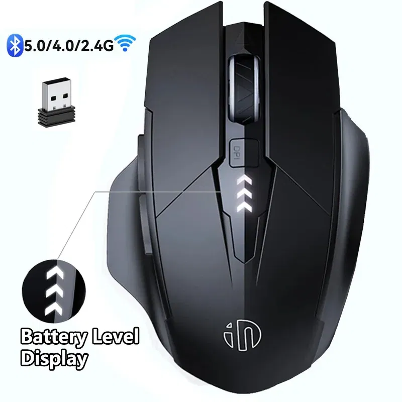 Color: green - Inphic Rechargeable Wireless Mouse Ergonomic Bluetooth 5.0 2.4G Mice Office Mute Mouse For MacBook Tablet Laptops Computer PC