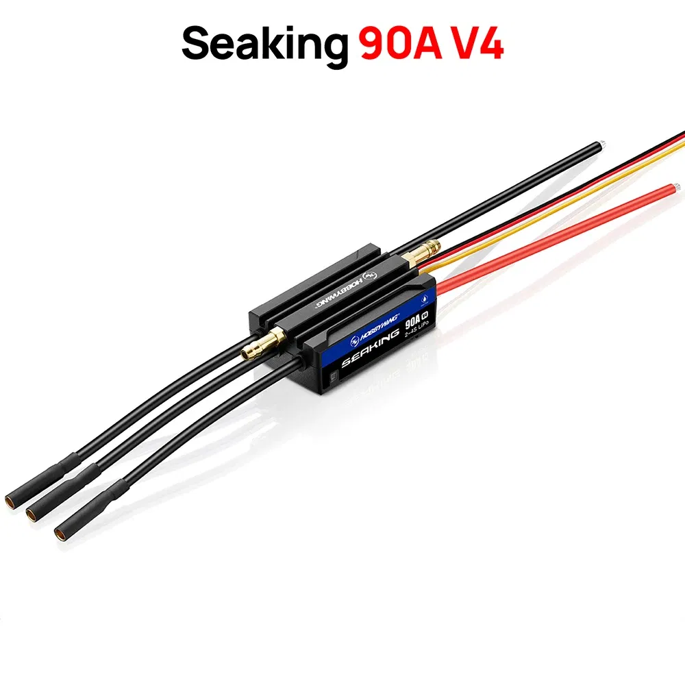 Color: Red - HOBBYWING Seaking Brushless ESC Boat Sensorless ESC 30A 60A 90A 120A 160A V4 Series IP67 Waterpoof Built-in BEC For RC Boats