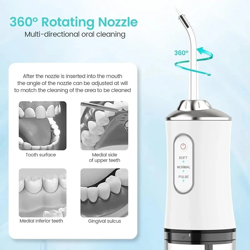 Color: GOLD - Xiaomi Portable Electric Dental Water Flosser Oral Irrigator Dental Bed Sprinkler Jet Toothpick 4 Nozzle Mouth Washing Machine