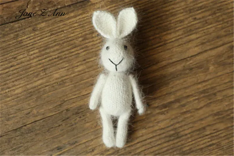 Color: Gold, Size: ONE SIZE - Handmade mink plush dolls knitted calf rabbit bear mouse newborn full moon photography props