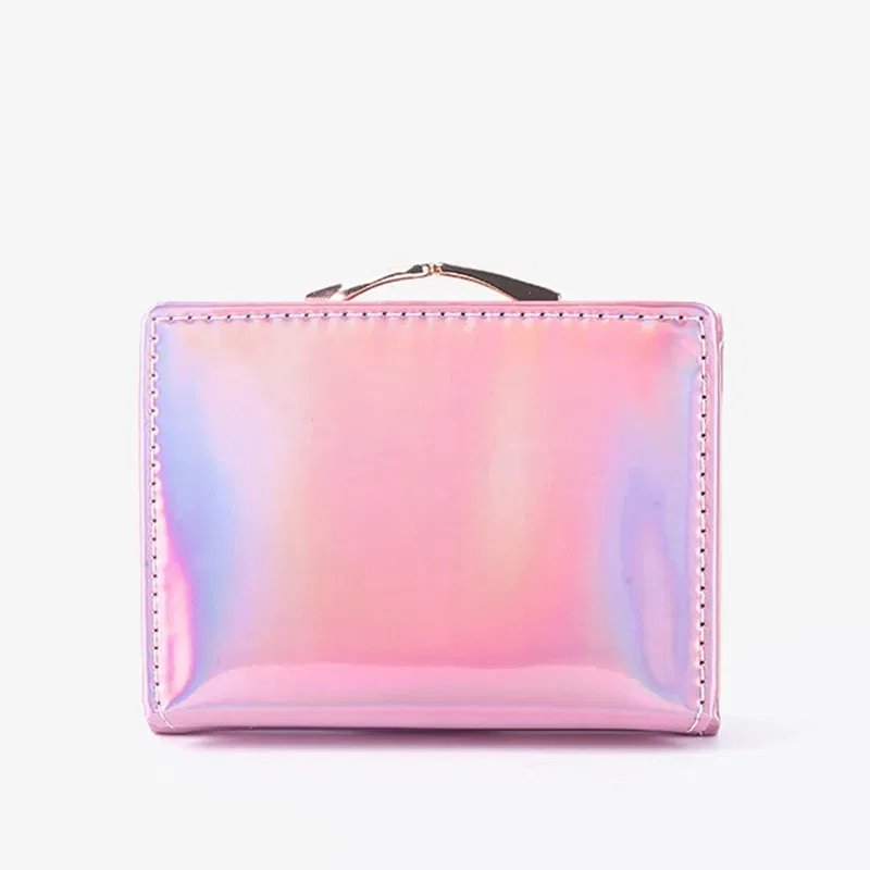 Color: Pink - Women'sWallets Fashion Rainbow Credit Card Holder Purses with Coin Pocket for Women Portable Short PU Leather Cute Wallet