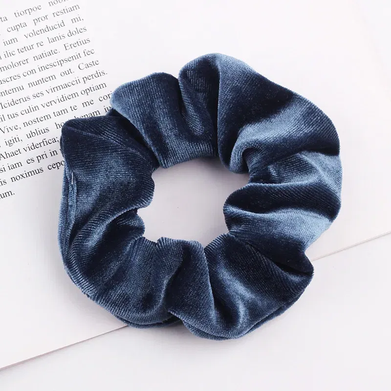 Color: WHITE - New Fashion gold velvet Women Pure color wild Large intestine Elastic Hair Sports Dance Scrunchie Girls Hair Accessories