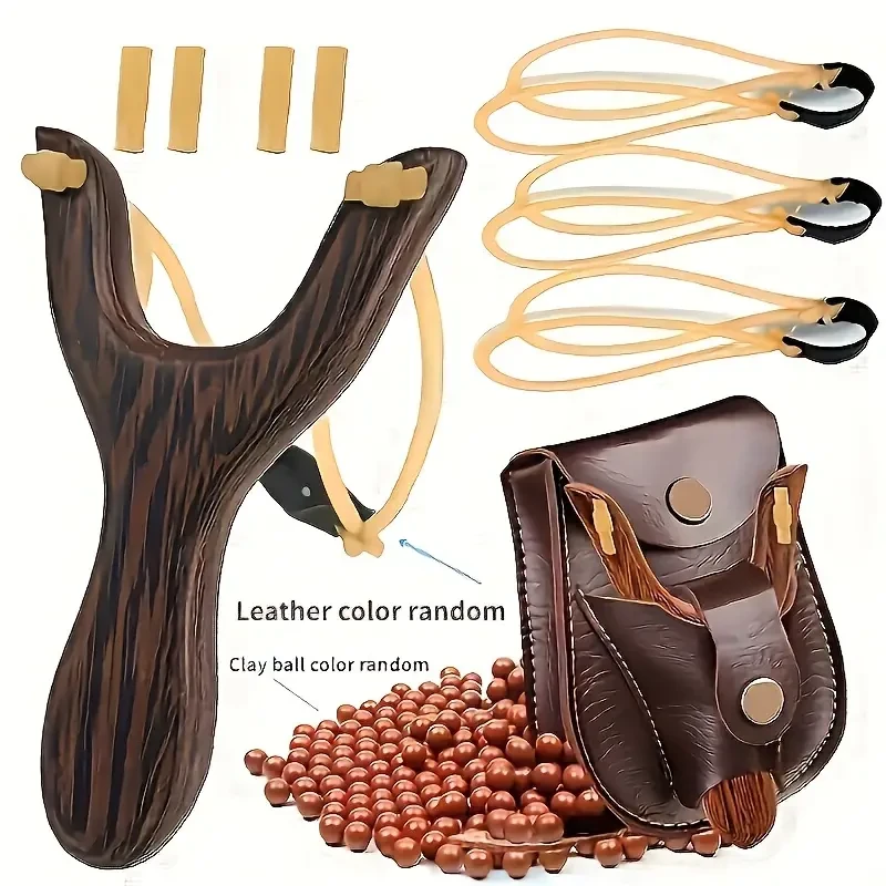 Premium Solid Wood Slingshot Set Mud Ball Launcher