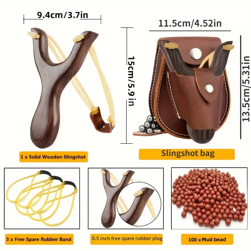Premium Solid Wood Slingshot Set Mud Ball Launcher