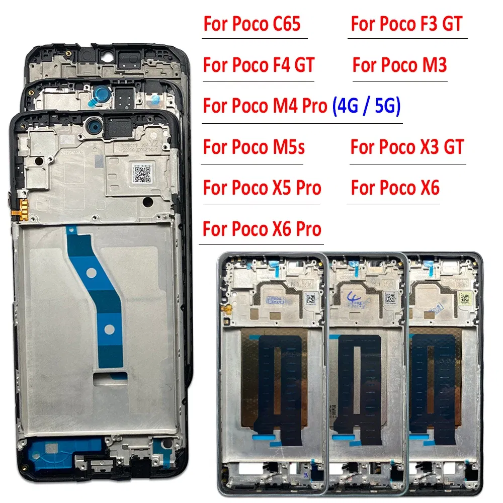 Color: green - LCD Screen Middle LCD Front Frame Housing Bezel Plate Panel Chassis For Xiaomi Poco C65 X3 F3 F4 GT M3 M4 Pro 4G 5G M5S X5 X6