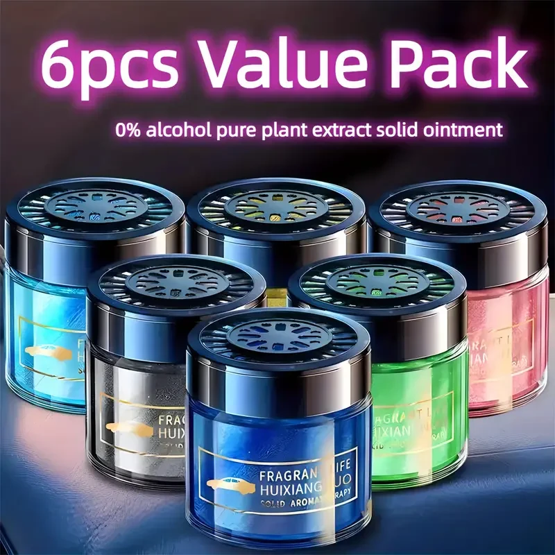 6pcs Solid Car Air Fresheners Plant-Based Aromatherapy