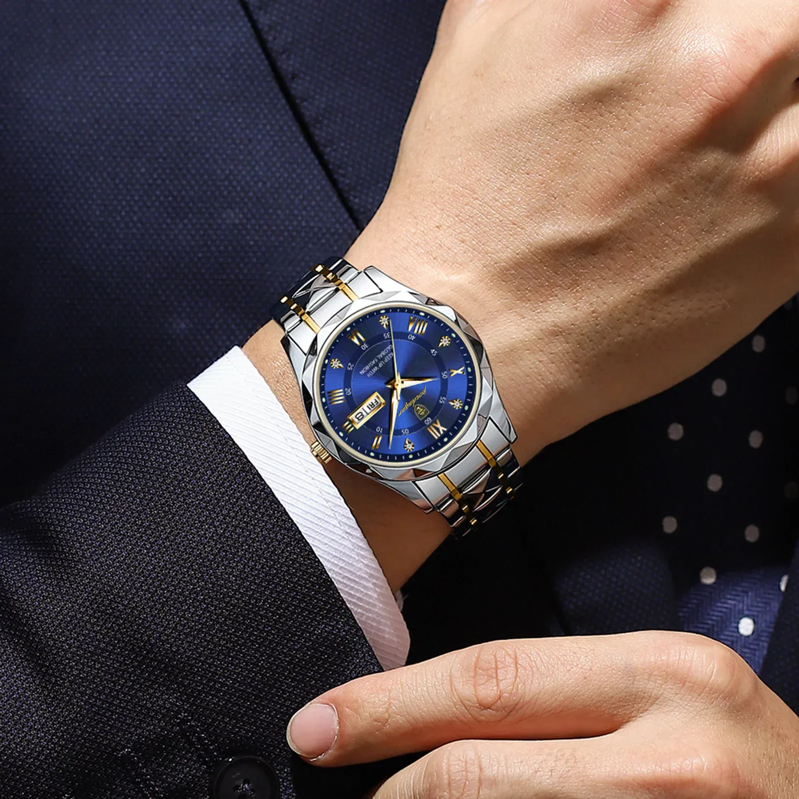 Color: Silver - POEDAGAR Top Luxury Men Quartz Watch For Men Sports Waterproof Luminous Stainless Steel Date Week Men's Watches Male Clock reloj