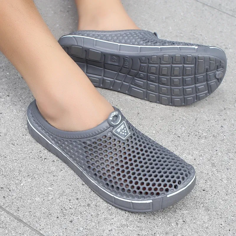 Color: Brown, Shoe Size: 42 - Men Slippers Beach Shoes Unisex Summer Hollow Outdoor Casual Men Beach Sandal Flip Flops Shoes Non-slip Size 36-45 Mens Slippers