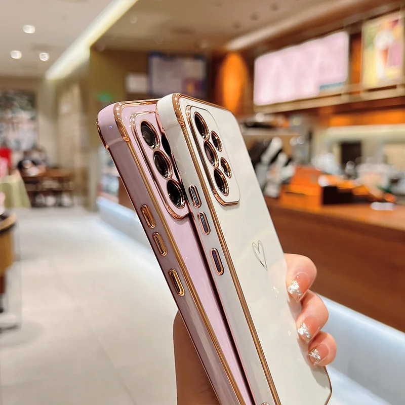 Color: MULTI, Compatible-Phone Models: For iPhone 11, Ships From: CHINA - Electroplating Love Heart Phone Case For Samsung Galaxy S25 S24 Ultra S23 S22 A13 A14 A52 A53 Protect Lens Shockproof Back Cover