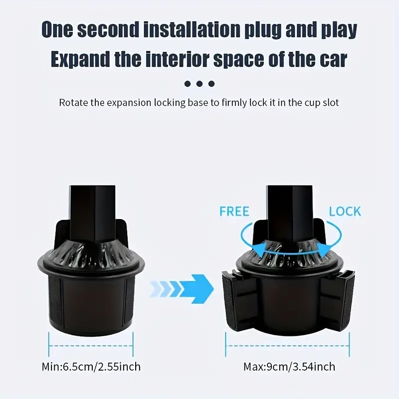 360 Rotatable Car Cup Holder Expandable Snack Tray