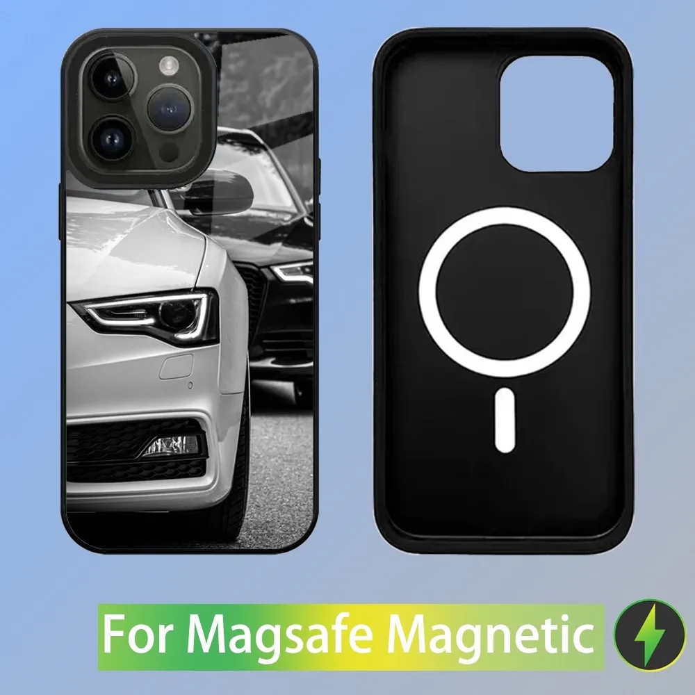 Color: Clear, Material: Silicon - R-S 6 7 sport car Phone Case For iPhone 16,15,14,13,12,11,Plus,Pro,Max Mini A-AudiS-S Magsafe Magnetic Wireless Charging