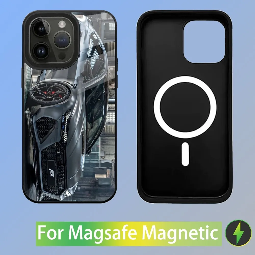 Color: Clear, Material: Silicon - R-S 6 7 sport car Phone Case For iPhone 16,15,14,13,12,11,Plus,Pro,Max Mini A-AudiS-S Magsafe Magnetic Wireless Charging