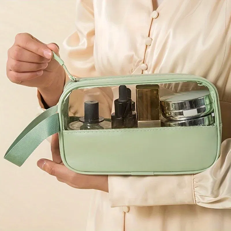 Color: green, Ships From: CHINA - 3 Pcs Portable Transparent Cosmetic Bag Set, Makeup Organizer Bags With Zipper And Handle, Fashionable Women's Travel Toiletry