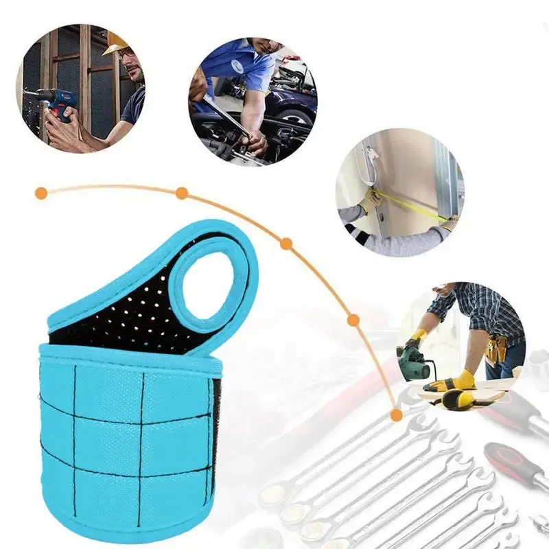Ships From: france, Color: Blue - Woodworking Magnetic Wristband Portable Tool Wristband Magnetic Tool Holder Bag Electrician Wrist Tool Belt Screws Nails Drill
