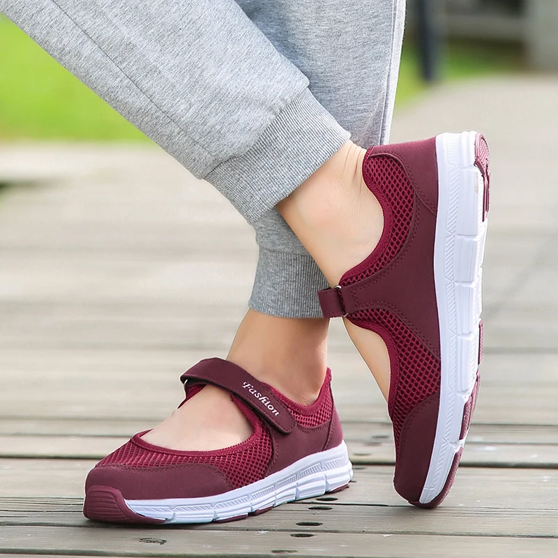 Shoe Size: 36, Color: GRAY - Women Shoes Breathable Vulcanized Shoes White ZapaWomen Sneakers Fashion Breathable Mesh Casual Walking Shoes Women Work Shoes